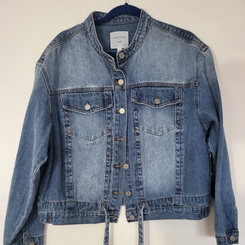 Tied Collared Neck Denim Jacket
